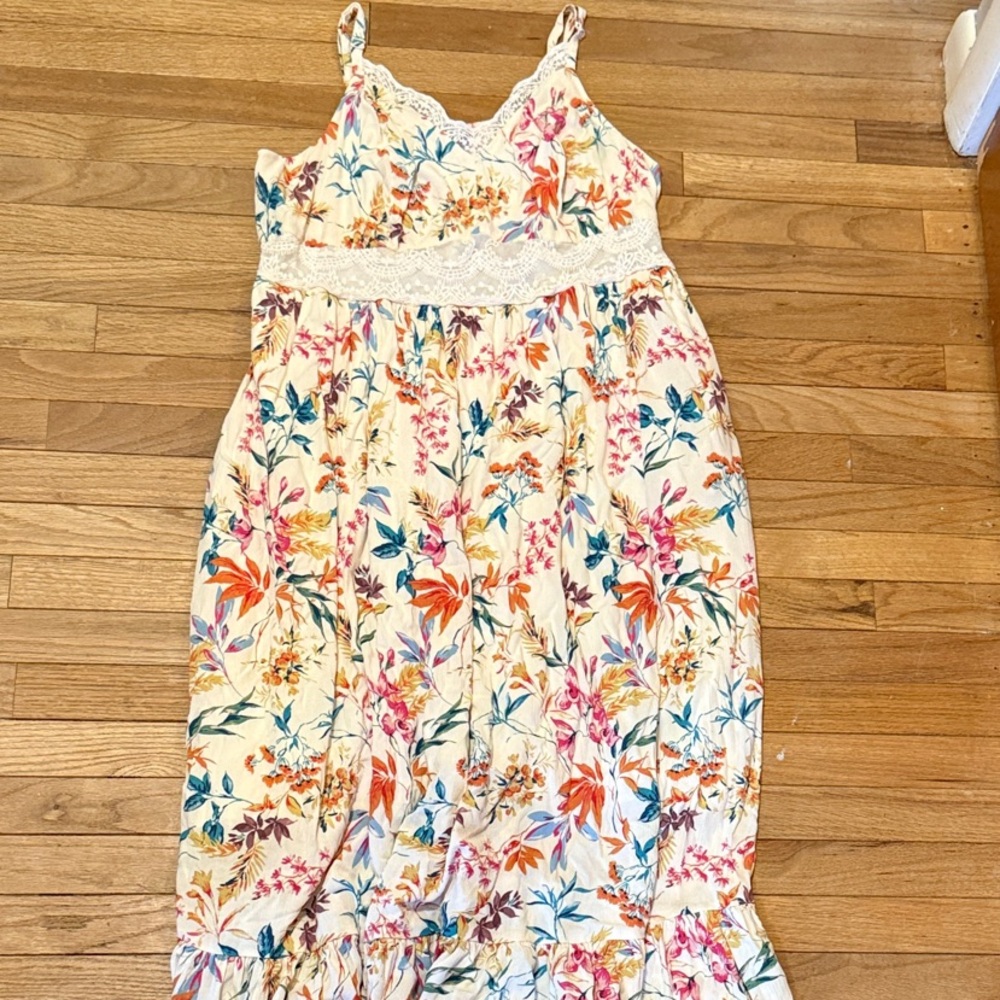 Torrid Floral Maxi Dress with Lace Trim